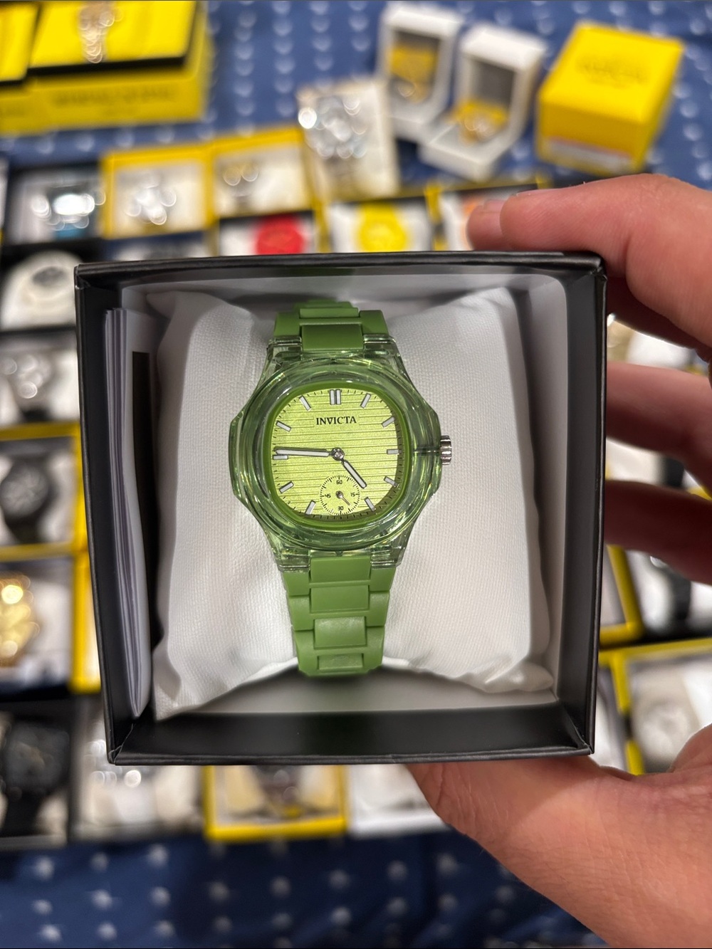 Invicta Neon Green Resin and Silicone Bracelet Watch